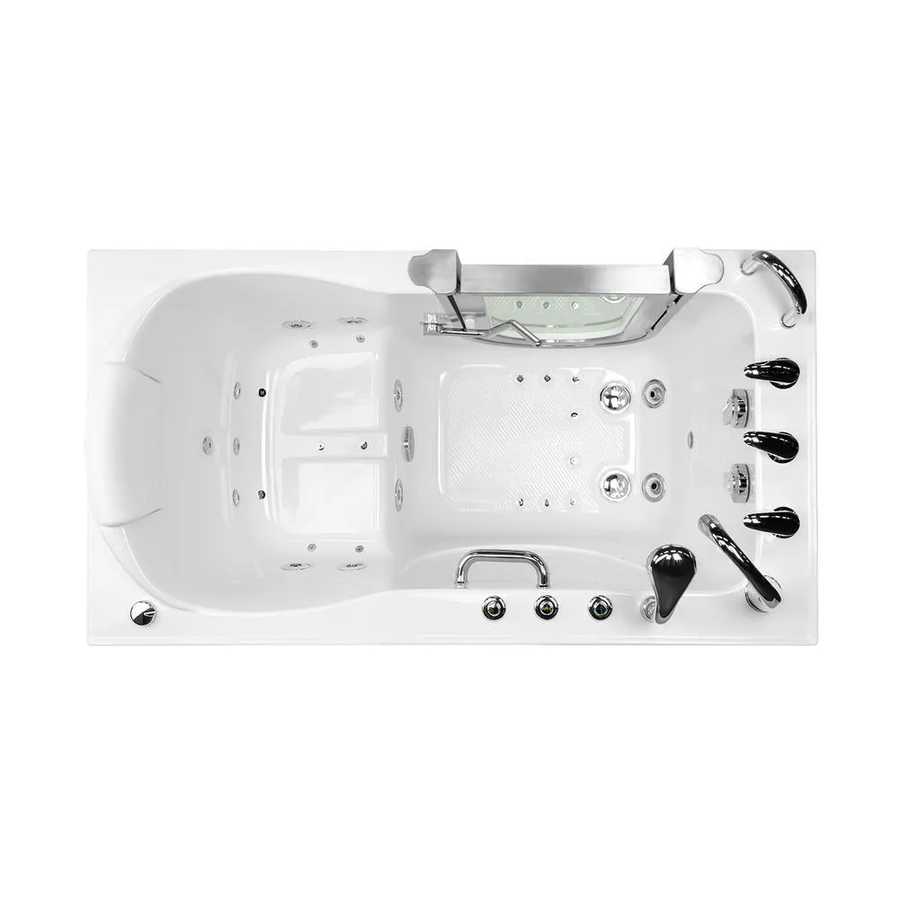 Ella Deluxe 55 in. Acrylic Walk-In Whirlpool and Air Bath Bathtub in White, Fast Fill Faucet Set, LHS 2 in. Dual Drain, photo 4 of 8