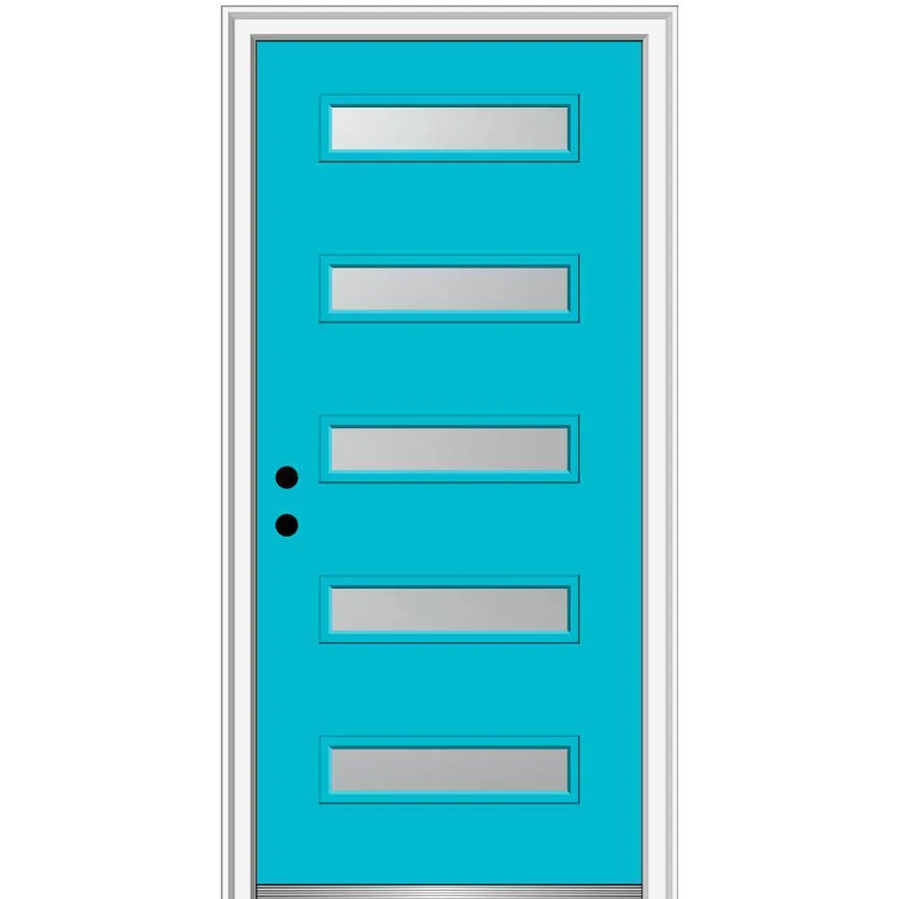 MMI Door 36 in. x 80 in. Davina Right-Hand Inswing 5-Lite Frosted Glass Painted Steel Prehung Front Door on 4-9/16 in. Frame, photo 40 of 42