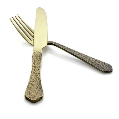 Zambezi 5-Piece Gold Hammer Texture Stainless Steel Flatware Set