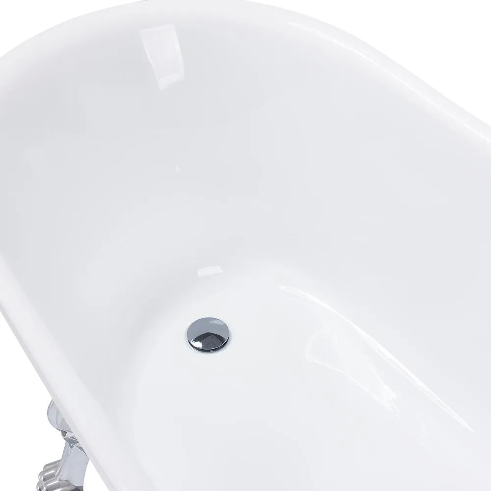 60 in. Fiberglass White Acrylic Clawfoot Tub for Bathtub with Tub Filler Combo - Modern Clawfoot Stand Alone Tub, photo 4 of 8
