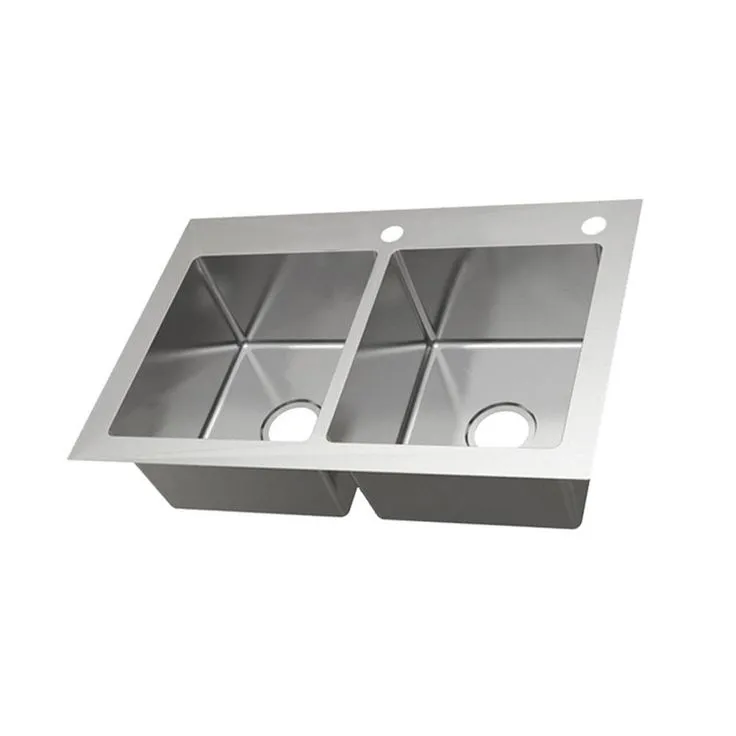 Dual Mount 18-Gauge Stainless Steel 33 in. 2-Hole 50/50 Double Bowl Kitchen Sink with Grid and Drain Assemblies, photo 5 of 5
