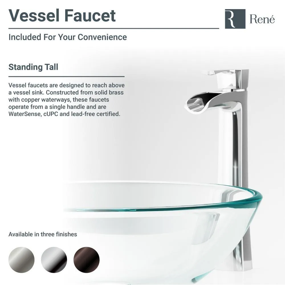 Glass Vessel Sink in Frosted with R9-7007 Faucet and Pop-Up Drain in Brushed Nickel, photo 6 of 14