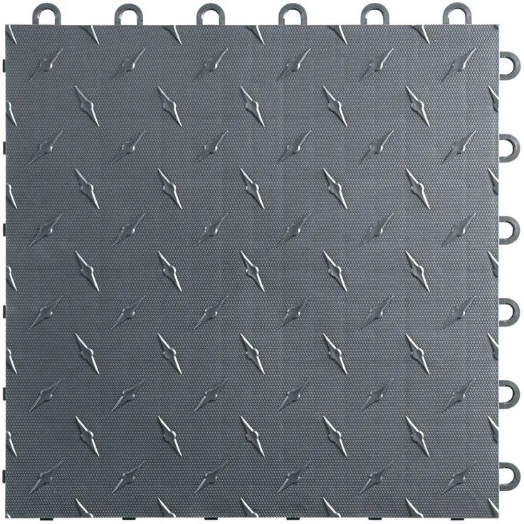 Swisstrax 12 in. W x 12 in. L Jet Black Diamondtrax Home Modular Polypropylene Flooring (50-Tile/Pack) (50 sq. ft.), photo 7 of 11