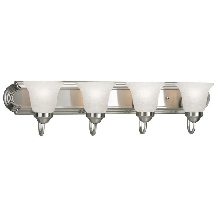 30 in. 4-Light Brushed Nickel Bathroom Vanity Light with Glass Shades, photo 8 of 9