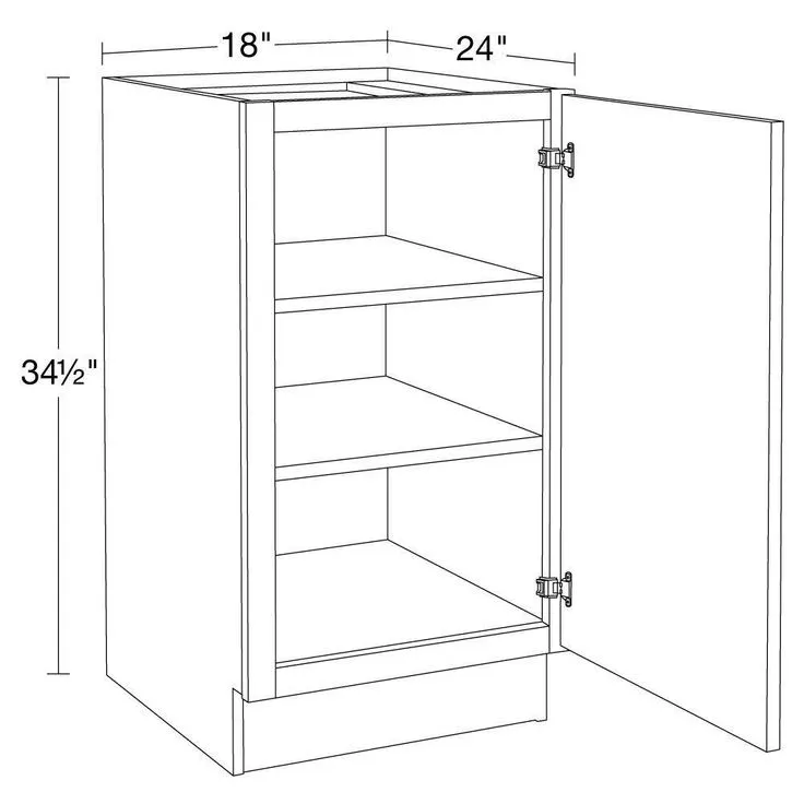 Home Decorators Collection Grayson 18 in. W x 24 in. D x 34.5 in. H Assembled Plywood Full Height Door Base Kitchen Cabinet in Mythic Blue RH, photo 3 of 4