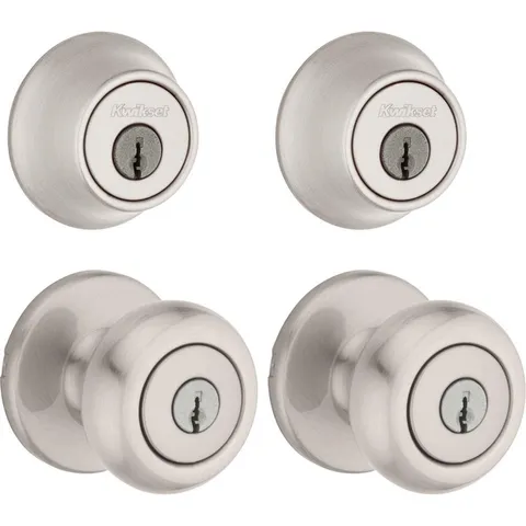Cove Satin Nickel Single-Cylinder Deadbolt Combo Pack (2-Pack)