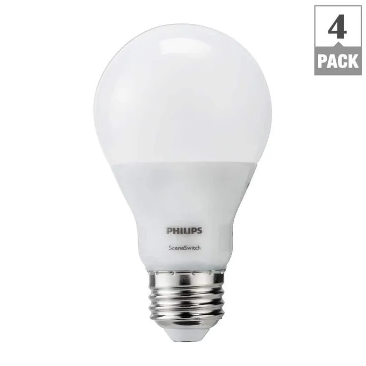Philips 60-Watt Equivalent A19 SceneSwitch LED Light Bulb Soft White (2700K)/Amber (2500K)/ Warm Glow (2200K) (4-Pack), photo 3 of 7
