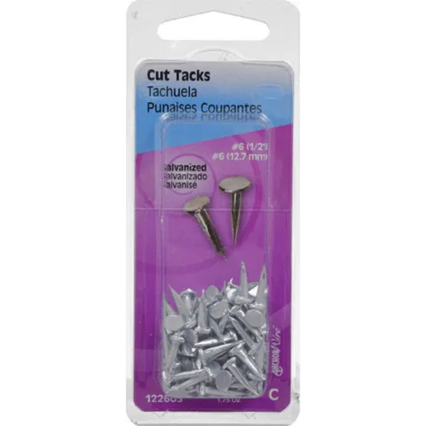 No. 6 × 1/2 in Galvanized Silver Steel Cut Tacks, 1-Pack