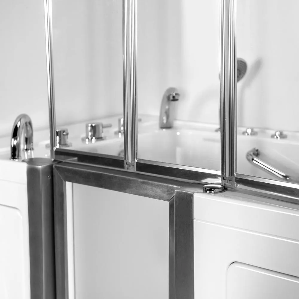Ella Elite 52 in. Walk-In Whirlpool and Air Bath Bathtub in White with LH Door, Thermostatic Faucet, Dual Drain, Shower Screen, photo 11 of 19