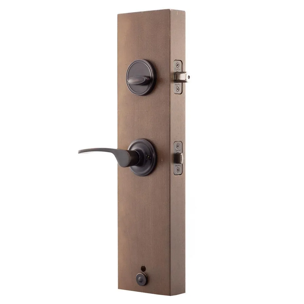 Soft Contemporary Tuscan Bronze Door Handleset with Right Hand Scandinavian Lever Trim, photo 4 of 5
