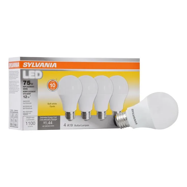 Sylvania 75-Watt Equivalent A19 Non-Dimmable LED Light Bulb Soft White (4-Pack), photo 3 of 3