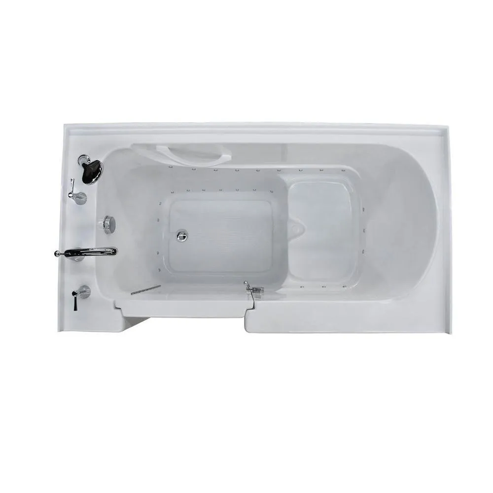 NOVA Heated Rampart 5 ft. Walk-in Non-Whirlpool Bathtub with 6 in. Tile Easy Up Adhesive Wall Surround in White, photo 10 of 12