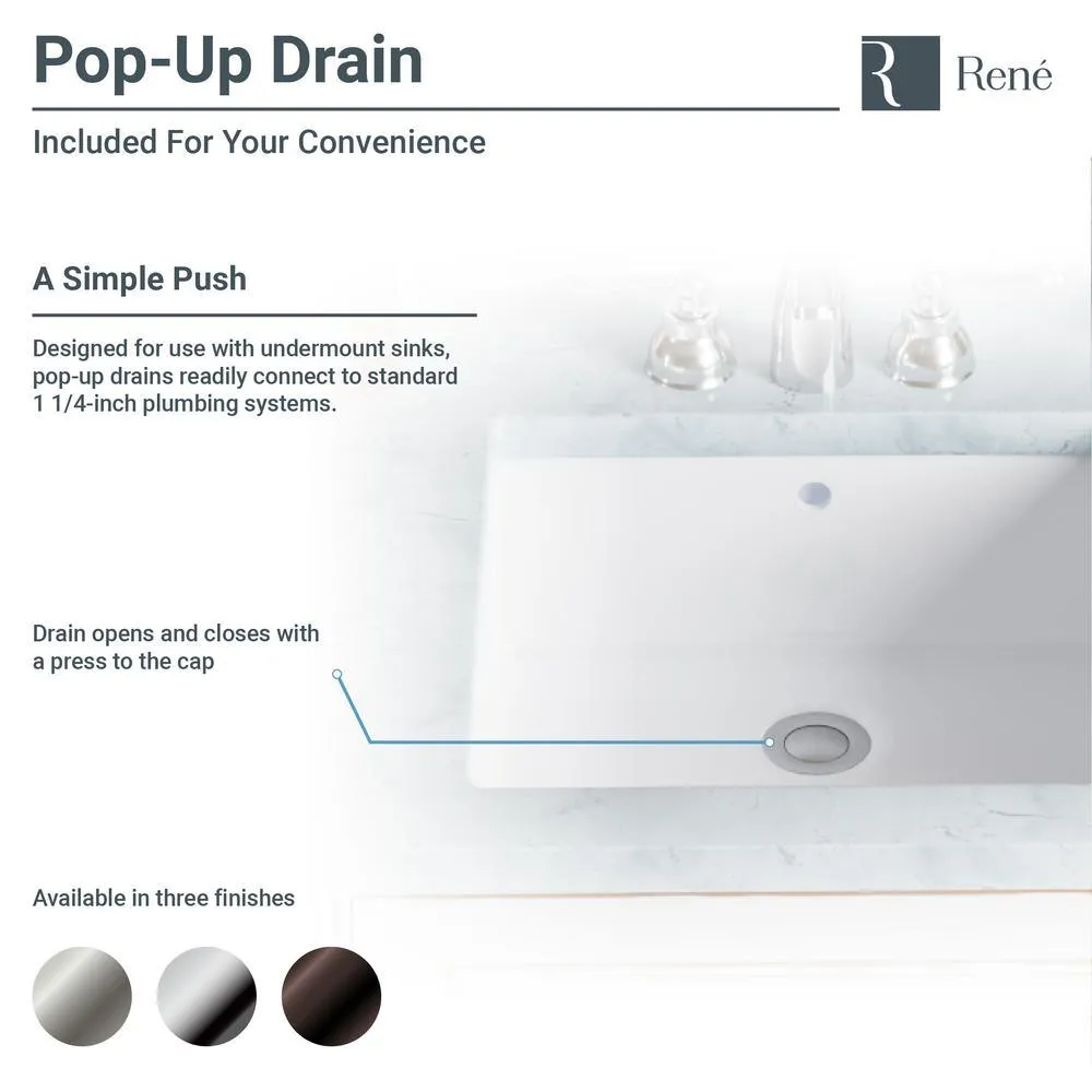 Undermount Porcelain Bathroom Sink in White with Pop-Up Drain in Chrome, photo 6 of 7