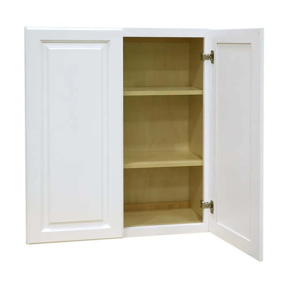 Newport Ready to Assemble 24x36x12 in. 2-Door Wall Cabinet with 2-Shelves in Classic White, photo 3 of 4