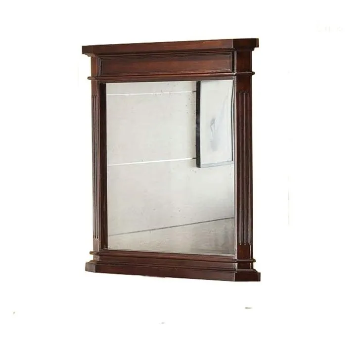26 in. W x 30 in. H Framed Rectangular Beveled Edge Bathroom Vanity Mirror in Cherry, photo 6 of 6