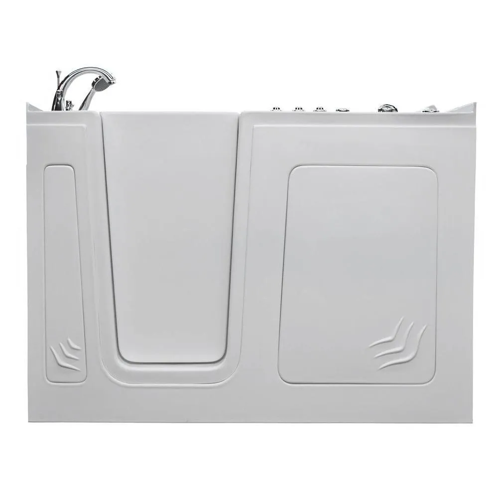 Universal Tubs Rampart 5 ft. Walk-in Whirlpool and Air Bathtub with 6 in. Tile Easy Up Adhesive Wall Surround in White, photo 10 of 21