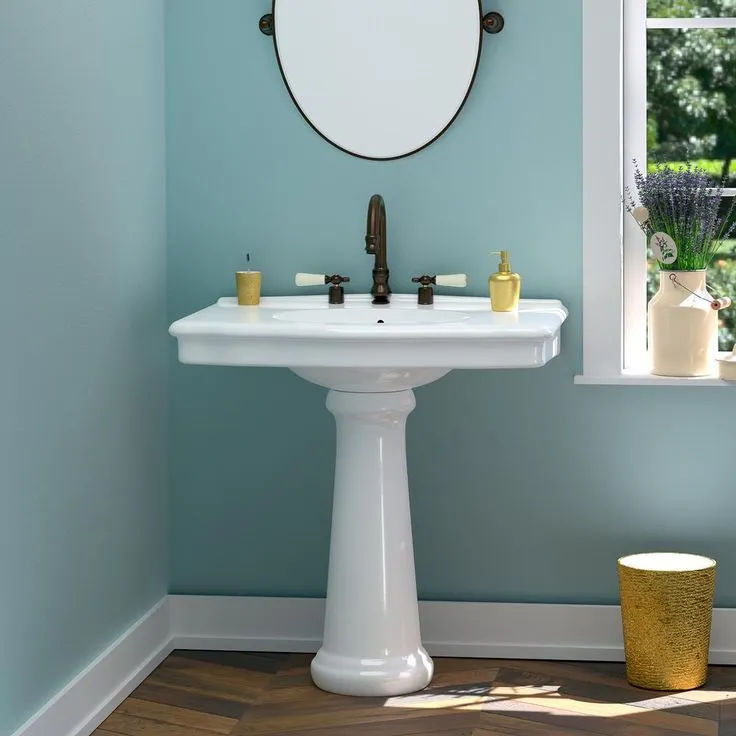 Barclay Products Anders Pedestal Sink Combo in White with 4 in. Centerset Faucet Holes, photo 3 of 3
