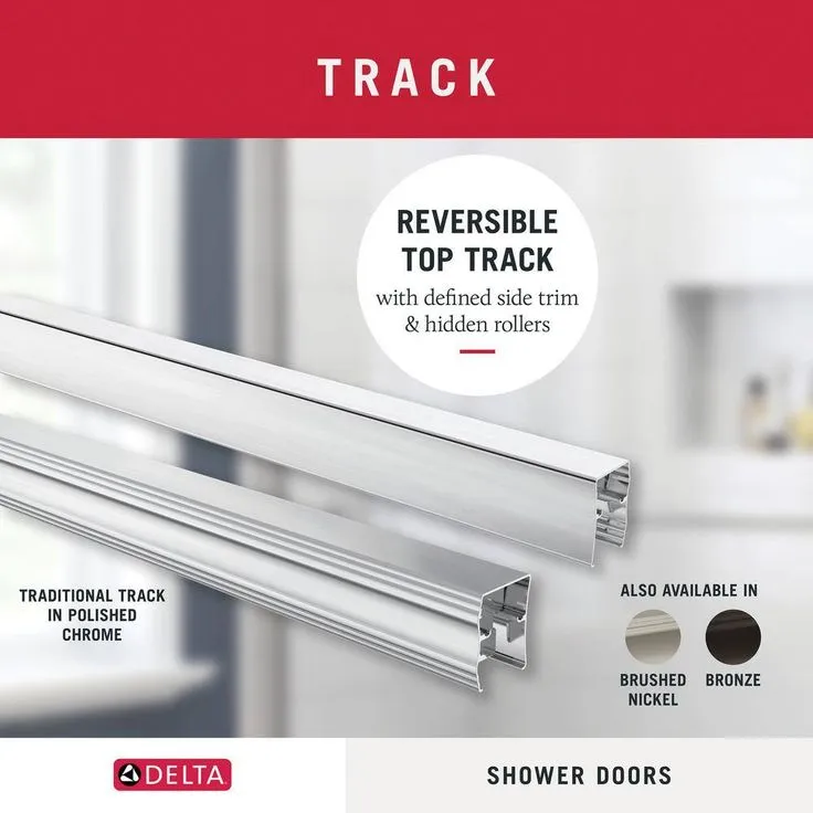 Delta Traditional 60 in. x 58-3/8 in. Semi-Frameless Sliding Bathtub Door in Chrome with 1/4 in. (6mm) Clear Glass, photo 6 of 7
