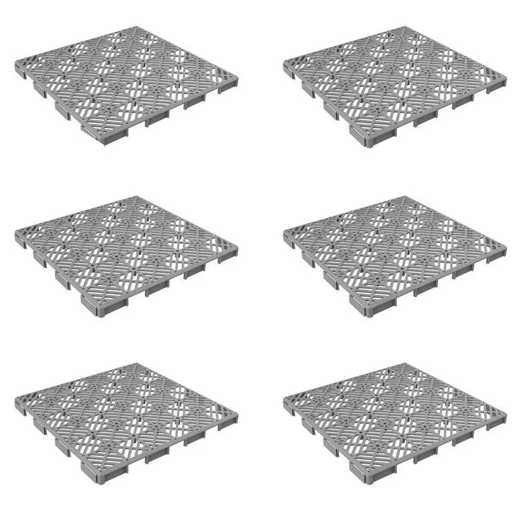 Pure Garden 11.5 in. x 11.5 in. Grey Outdoor Interlocking Square Look Polypropylene Patio and Deck Tiles (Set of 30), photo 6 of 6