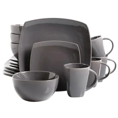Soho Lounge 16-Piece Casual Gray Stoneware Dinnerware Set
