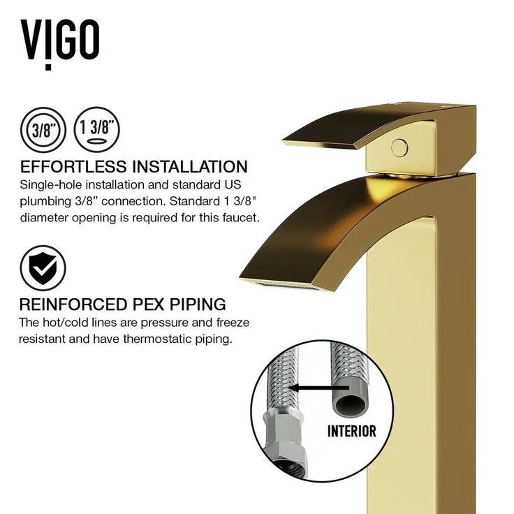 VIGO Lotus Matte Stone Vessel Bathroom Sink in White with Duris Faucet in Matte Gold, photo 5 of 10
