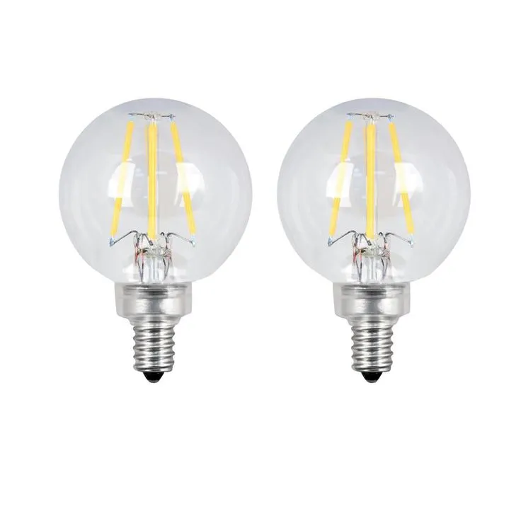 Feit Electric 60-Watt Equivalent G16.5 Candelabra Dimmable Filament ENERGY STAR Clear Glass LED Light Bulb, Daylight (2-Pack), photo 7 of 10