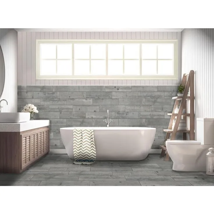 Florida Tile Home Collection Timber Grey 6 in. x 24 in. Porcelain Floor and Wall Tile (14 sq. ft. / case), photo 7 of 8