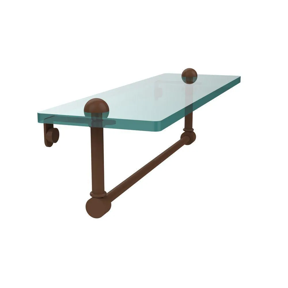 Allied Brass 16 in. L x 5 in. H x 5 in. W Clear Glass Vanity Bathroom Shelf with Towel Bar in Polished Brass, photo 11 of 14