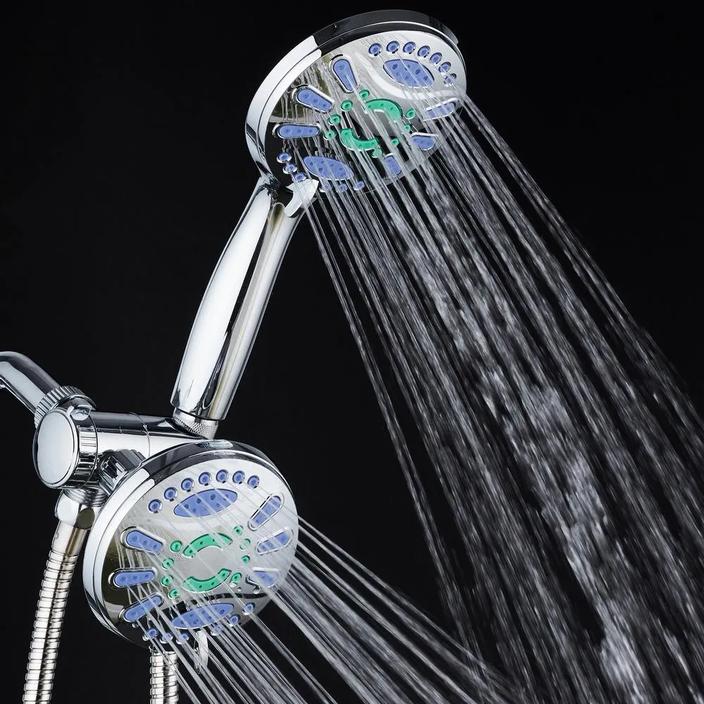 Antimicrobial 48-Spray 4.3 in. High Pressure 3-Way Dual Shower Head and Handheld Shower Head Combo in Chrome, photo 2 of 9