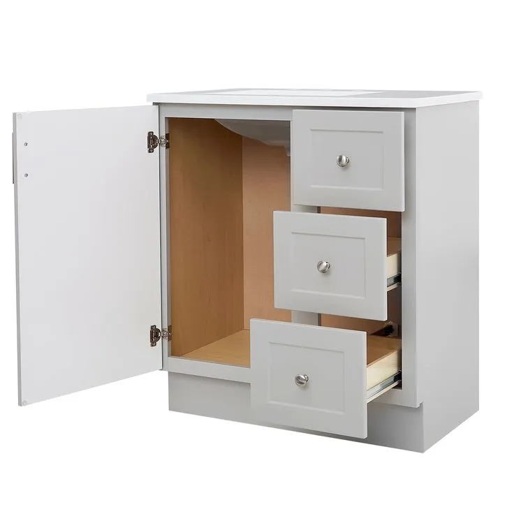 Style Selections Davies 30-in Gray Single Sink Bathroom Vanity with White Cultured Marble Top (Mirror Included), photo 7 of 8