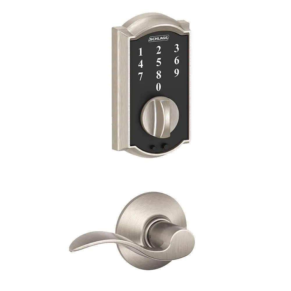 Camelot Satin Nickel Keypad Electronic Door Lock Deadbolt and Accent Lever, photo 7 of 7