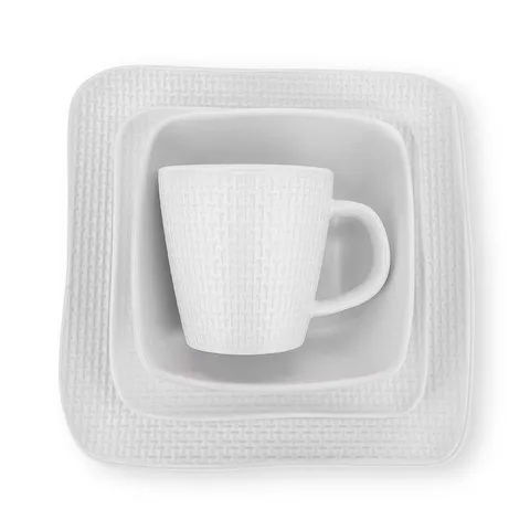 Stone Lain 32 Piece Stoneware Square Weave Dinnerware Set