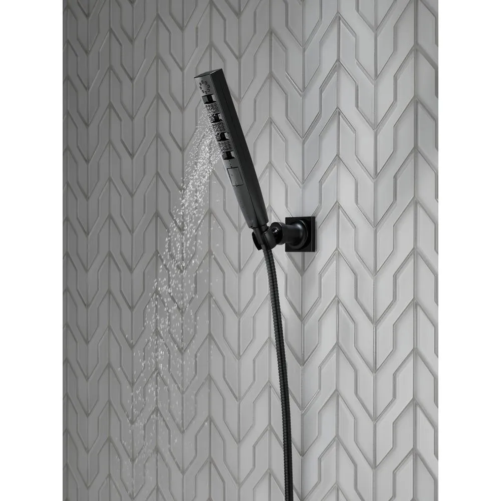Zura 5-Spray 1.3 in. Single Wall Mount Handheld H2Okinetic Shower Head in Matte Black, photo 5 of 14