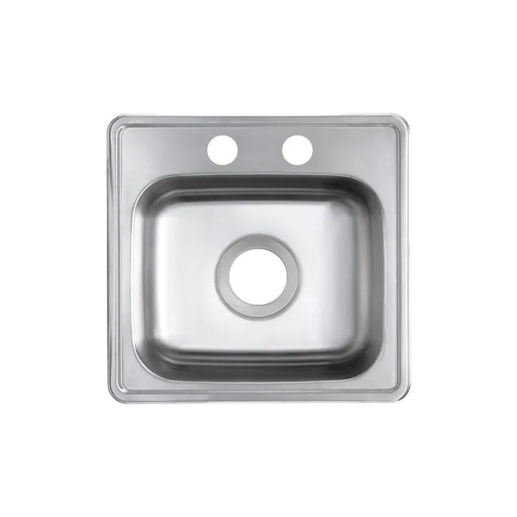 Drop-In 22-Gauge Stainless Steel 15 in. 2-Hole Single Bowl Bar Sink, photo 4 of 9
