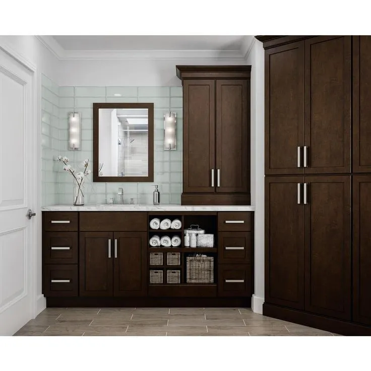 Hampton Bay Shaker Assembled 36x34.5x24 in. Blind Base Corner Kitchen Cabinet in Java, photo 2 of 10