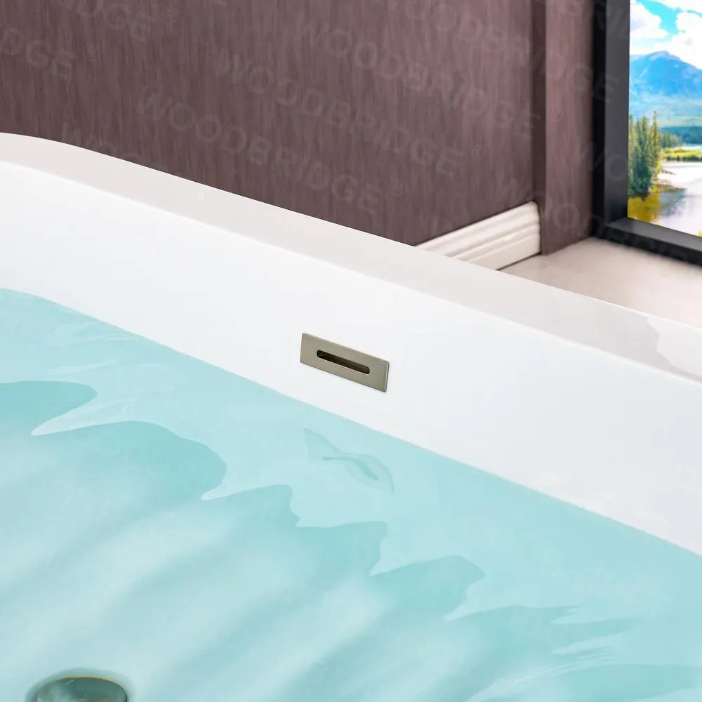 WOODBRIDGE Vienna 66 in. Acrylic Freestanding Double-Ended Soaking Bathtub with Drain and Overflow Included in White, photo 13 of 22