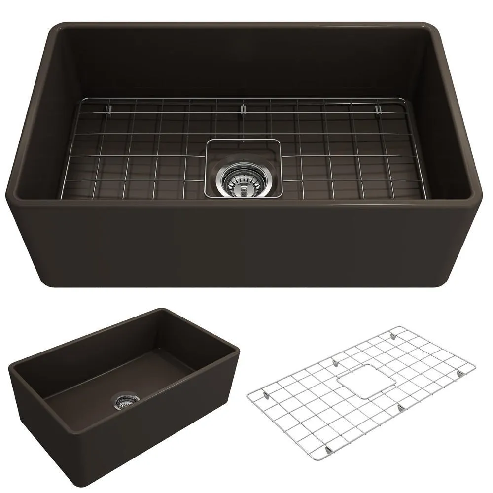 Classico Farmhouse Apron Front Fireclay 30 in. Single Bowl Kitchen Sink with Bottom Grid and Strainer in White, photo 12 of 33