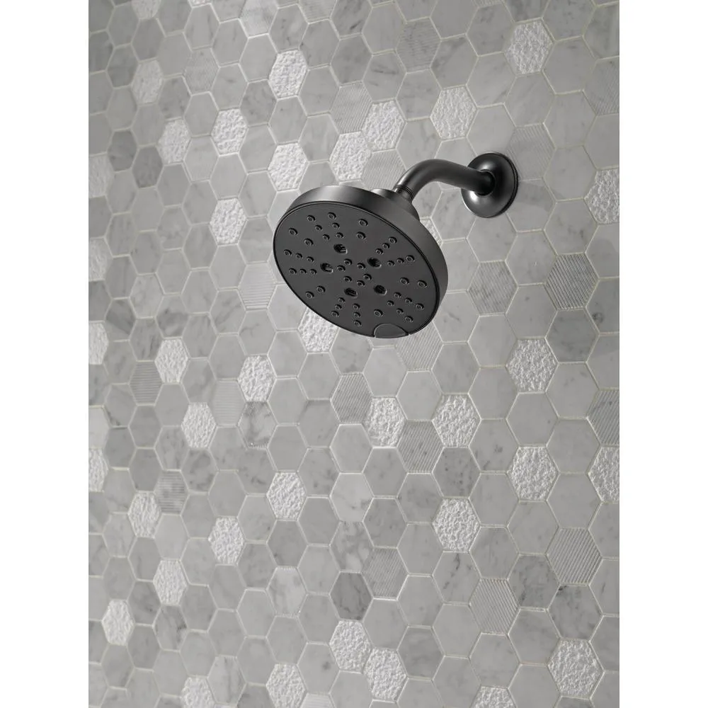 Pivotal 5-Spray 6 in. Single Wall Mount Fixed Rain H2Okinetic Shower Head in Matte Black, photo 11 of 17