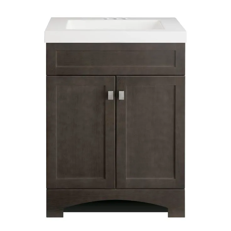Style Selections Drayden 24-in Heirloom Single Sink Bathroom Vanity with White Cultured Marble Top, photo 2 of 8