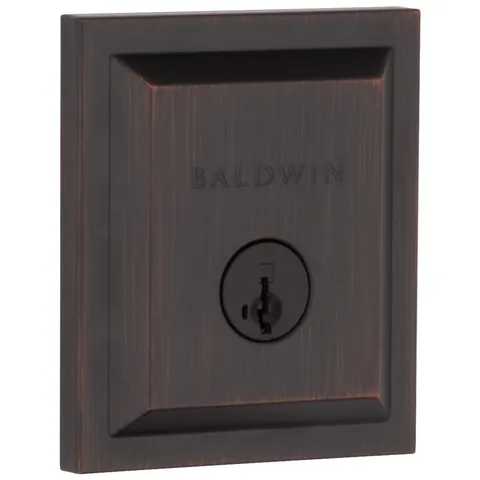 Square Venetian Bronze Low Profile Single Cylinder Deadbolt Featuring SmartKey Security
