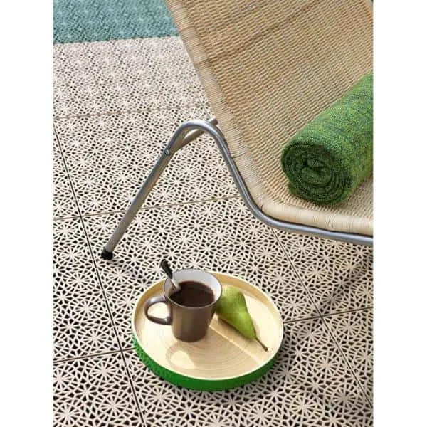 Bergo XL Tiles 1.24 ft. x 1.24 ft. PVC Deck Tiles in Cedar Wood, 14-Tiles per Case, 21.56 sq. ft., photo 3 of 3