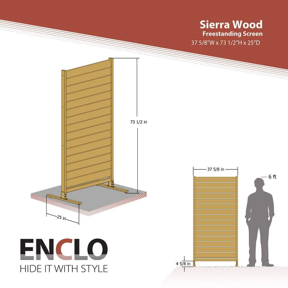 Enclo Privacy Screens Sierra 6 ft. H x 3.1 ft. W Freestanding Louvered Wood Privacy Screen, photo 4 of 10