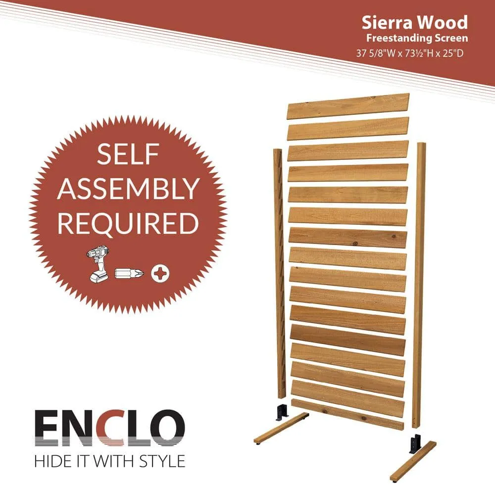 Enclo Privacy Screens Sierra 6 ft. H x 3.1 ft. W Freestanding Louvered Wood Privacy Screen, photo 3 of 10