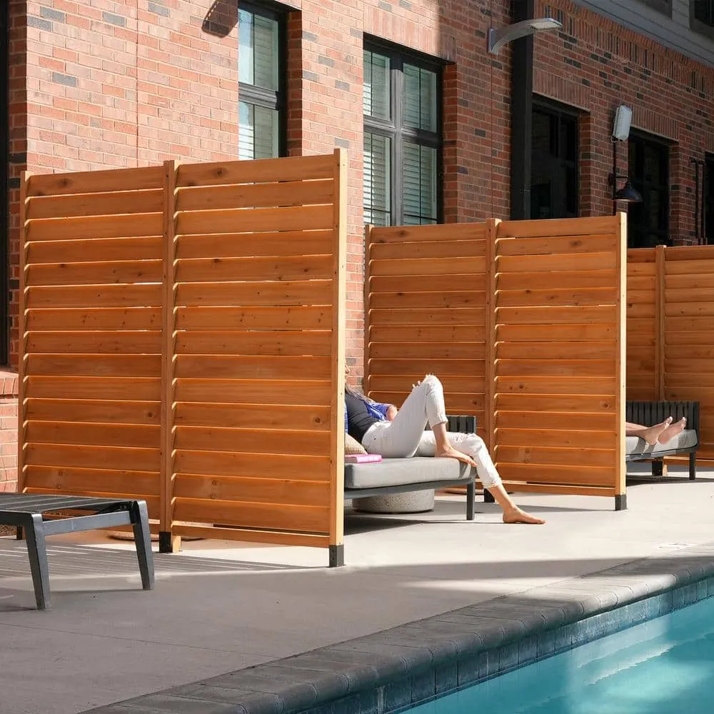 Enclo Privacy Screens Sierra 6 ft. H x 3.1 ft. W Freestanding Louvered Wood Privacy Screen, photo 2 of 10