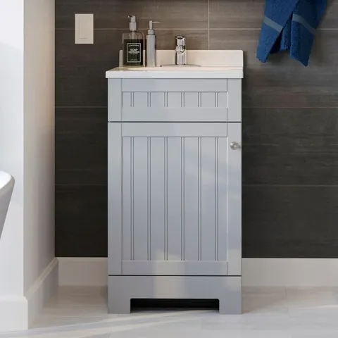 Ellenbee 18-in Gray Single Sink Bathroom Vanity with White Cultured Marble Top