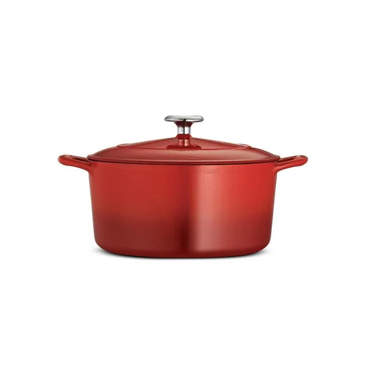 Gourmet 5.5 qt. Round Porcelain-Enameled Cast Iron Dutch Oven in Majolica Red with Lid, photo 4 of 11