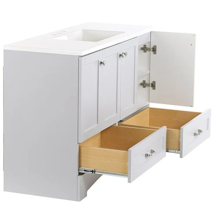 Lancaster 49 in. W x 19 in. D Bath Vanity in Pearl Gray with Cultured Marble Vanity Top in White with White Sink, photo 4 of 8