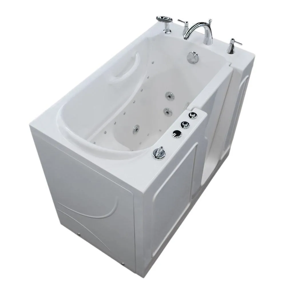 Universal Tubs Rampart 3.9 ft. Walk-in Whirlpool and Air Bathtub with 4 in. Tile Easy Up Adhesive Wall Surround, Right Drain, White, photo 8 of 42