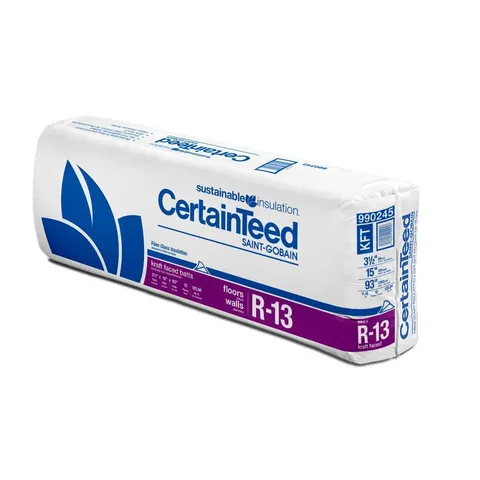 R-13 Kraft-Faced Fiberglass Batt Insulation, 15 × 93 in, 125.94 sq ft