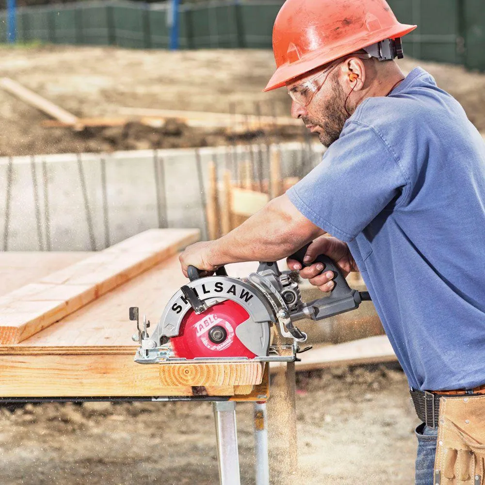 SKILSAW 15 Amp Corded Electric 7-1/4 in. Aluminum Worm Drive Circular Saw with 24-Tooth Carbide Tipped Diablo Blade, photo 7 of 11